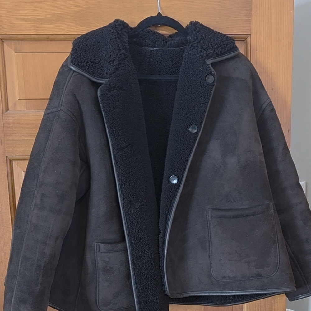 Dark Brown Shearling Jacket - image 8